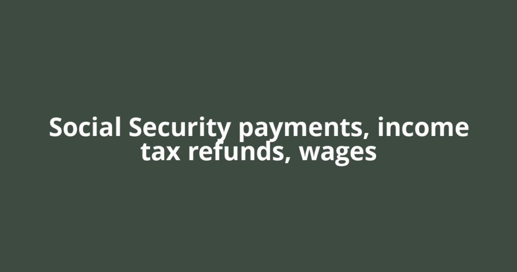 Social Security payments, income tax refunds, wages