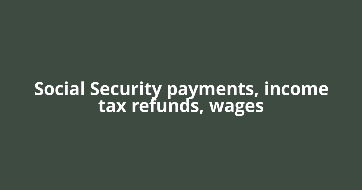 Social Security payments, income tax refunds, wages