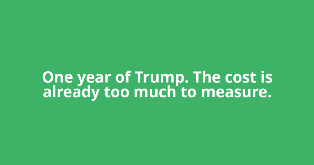 One year of Trump. The cost is already too much to measure.