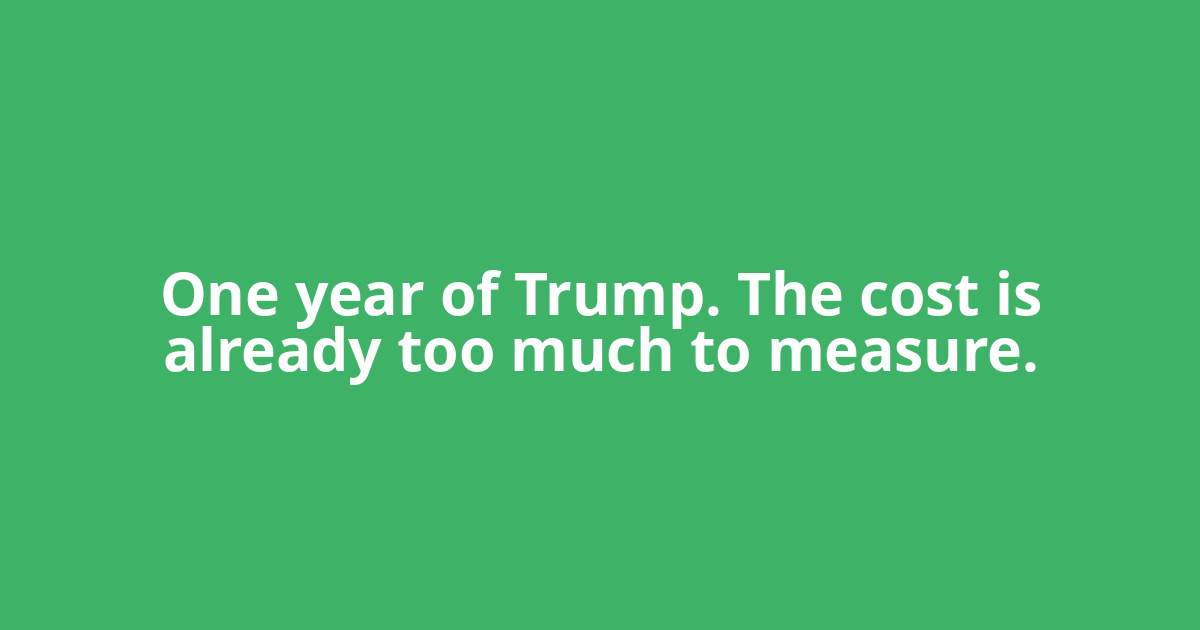 One year of Trump. The cost is already too much to measure.