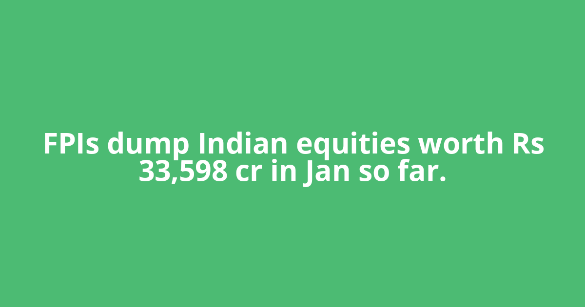 FPIs dump Indian equities worth Rs 33,598 cr in Jan so far.