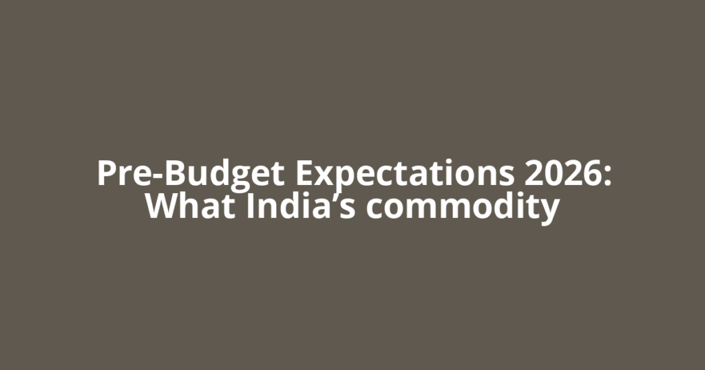 Pre-Budget Expectations 2026: What India’s commodity