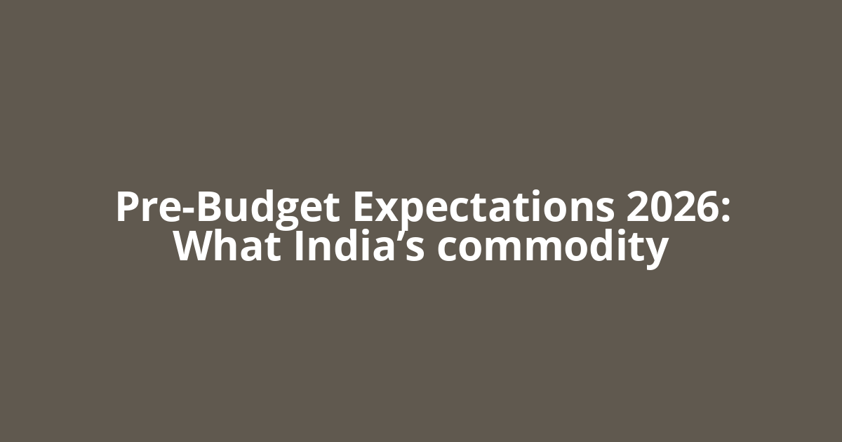 Pre-Budget Expectations 2026: What India’s commodity
