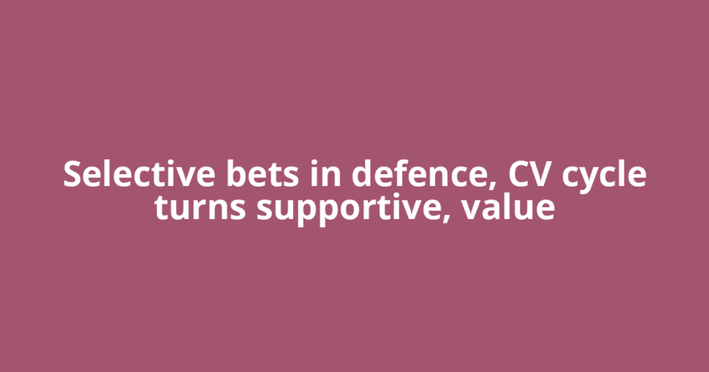 Selective bets in defence, CV cycle turns supportive, value