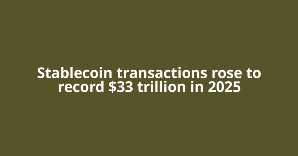 Stablecoin transactions rose to record $33 trillion in 2025
