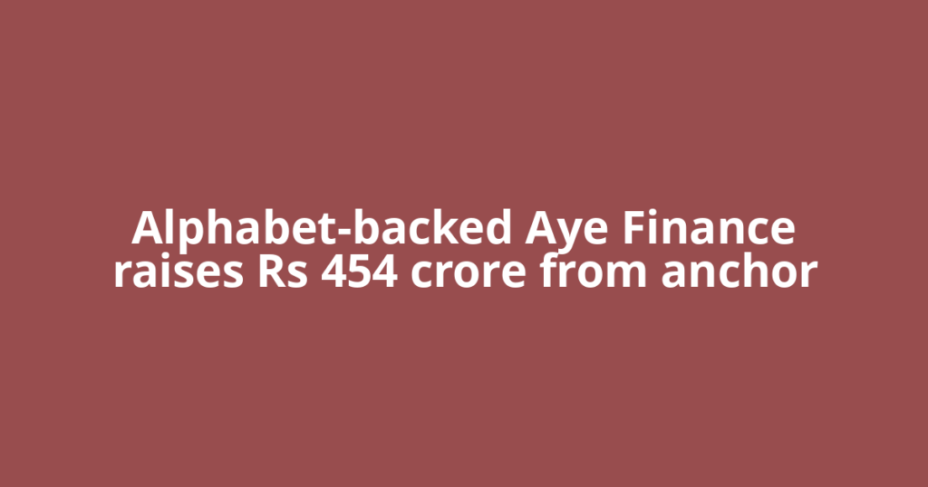Alphabet-backed Aye Finance raises Rs 454 crore from anchor