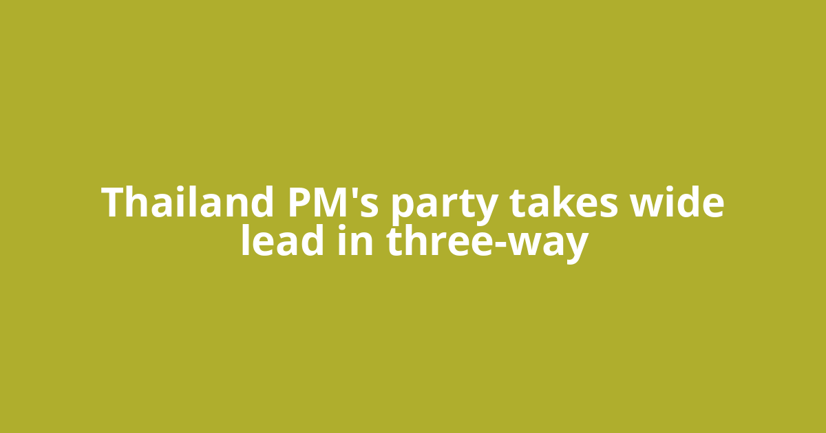 Thailand PM's party takes wide lead in three-way