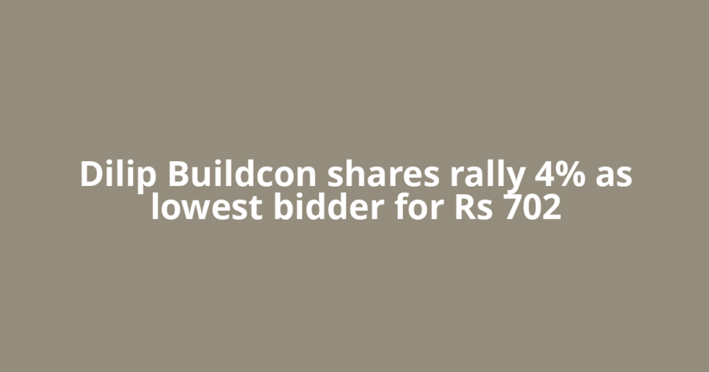 Dilip Buildcon shares rally 4% as lowest bidder for Rs 702