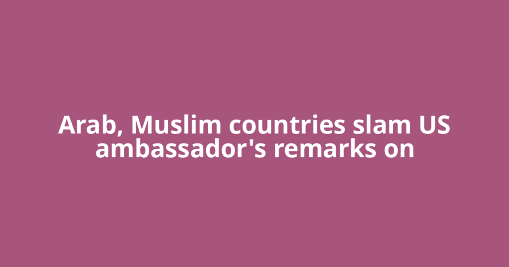 Arab, Muslim countries slam US ambassador's remarks on