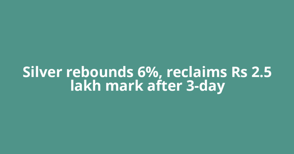 Silver rebounds 6%, reclaims Rs 2.5 lakh mark after 3-day