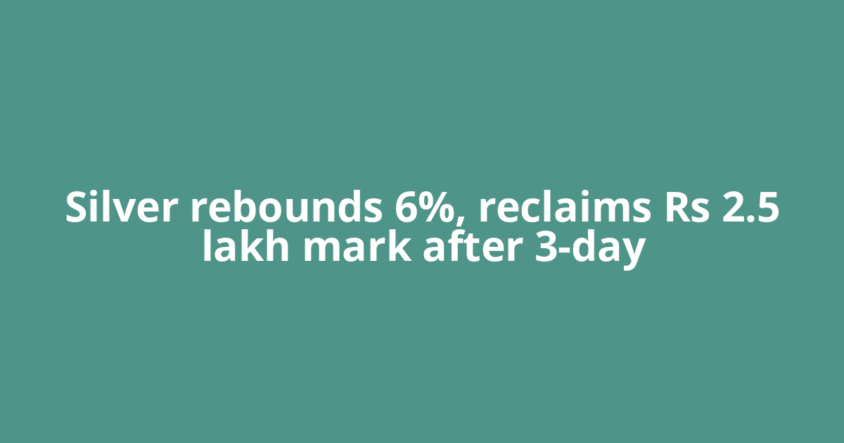 Silver rebounds 6%, reclaims Rs 2.5 lakh mark after 3-day