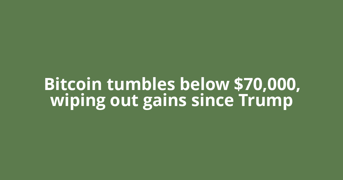 Bitcoin tumbles below $70,000, wiping out gains since Trump