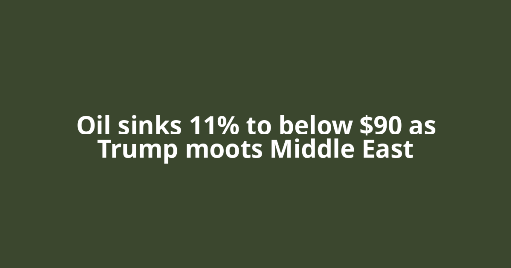 Oil sinks 11% to below $90 as Trump moots Middle East