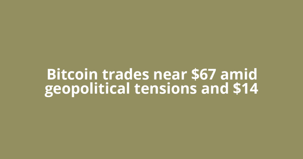 Bitcoin trades near $67 amid geopolitical tensions and $14
