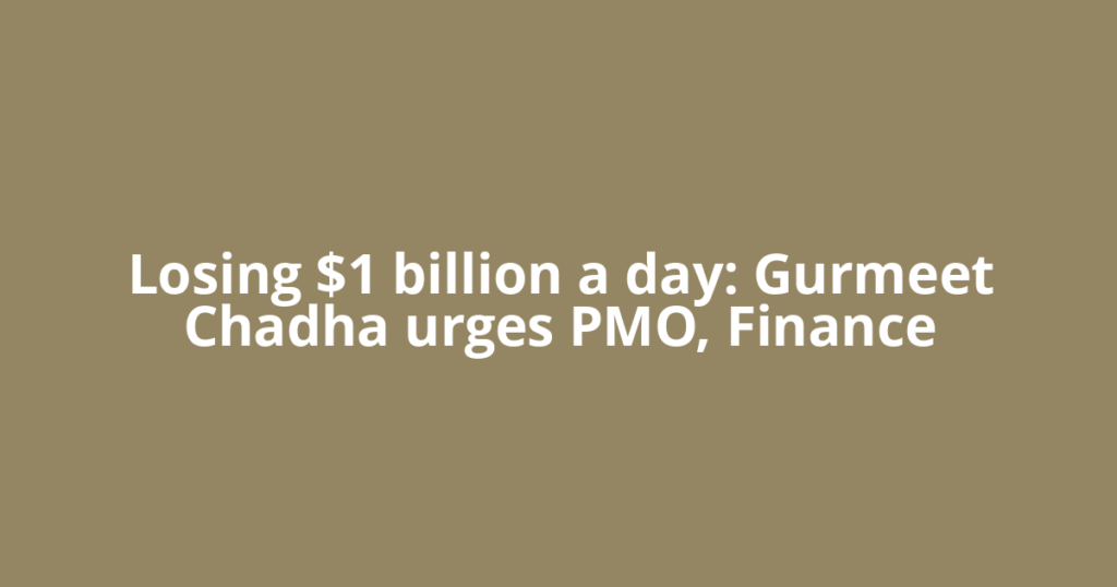 Losing $1 billion a day: Gurmeet Chadha urges PMO, Finance