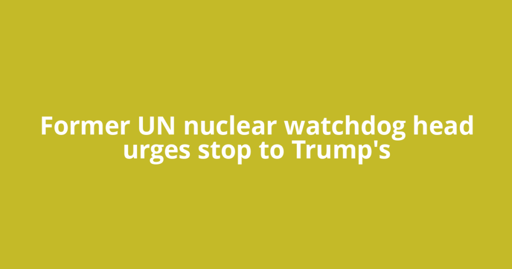 Former UN nuclear watchdog head urges stop to Trump's