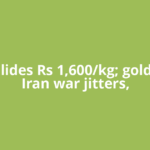 Silver slides Rs 1,600/kg; gold flat as Iran war jitters,