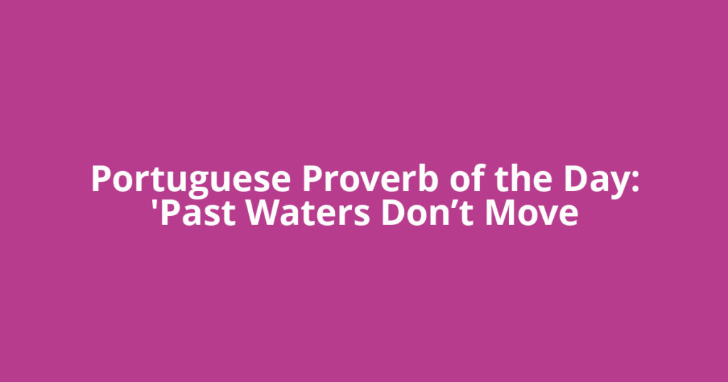 Portuguese Proverb of the Day: 'Past Waters Don’t Move