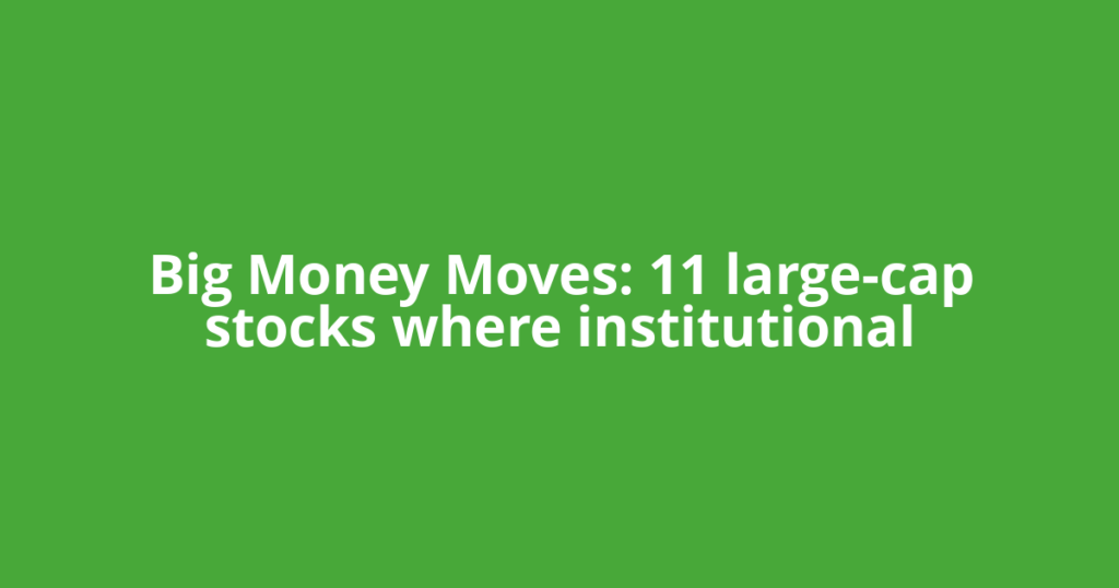 Big Money Moves: 11 large-cap stocks where institutional