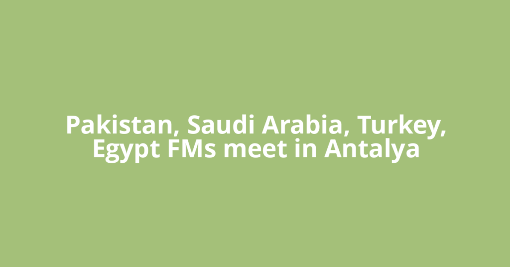 Pakistan, Saudi Arabia, Turkey, Egypt FMs meet in Antalya