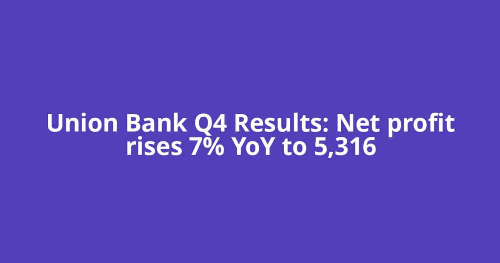Union Bank Q4 Results: Net profit rises 7% YoY to 5,316