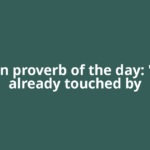African proverb of the day: 'Wood already touched by