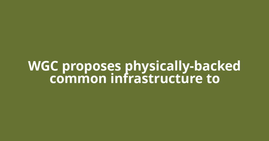 WGC proposes physically-backed common infrastructure to