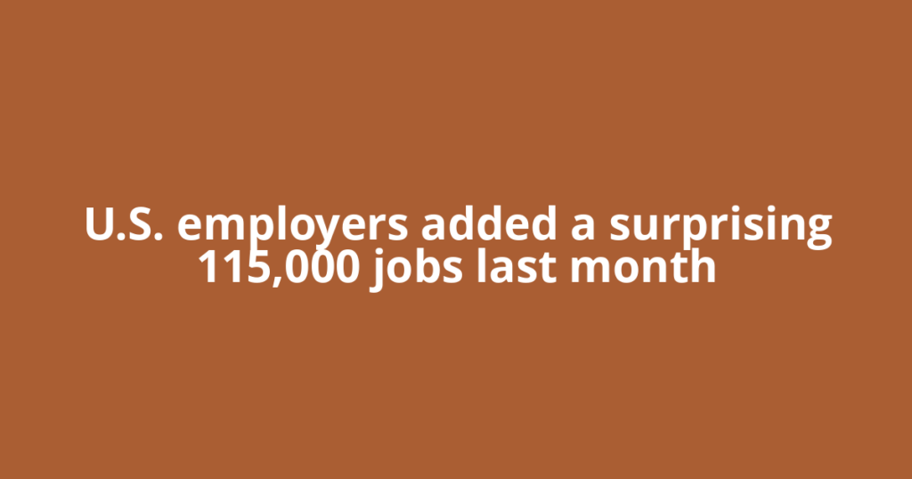 U.S. employers added a surprising 115,000 jobs last month