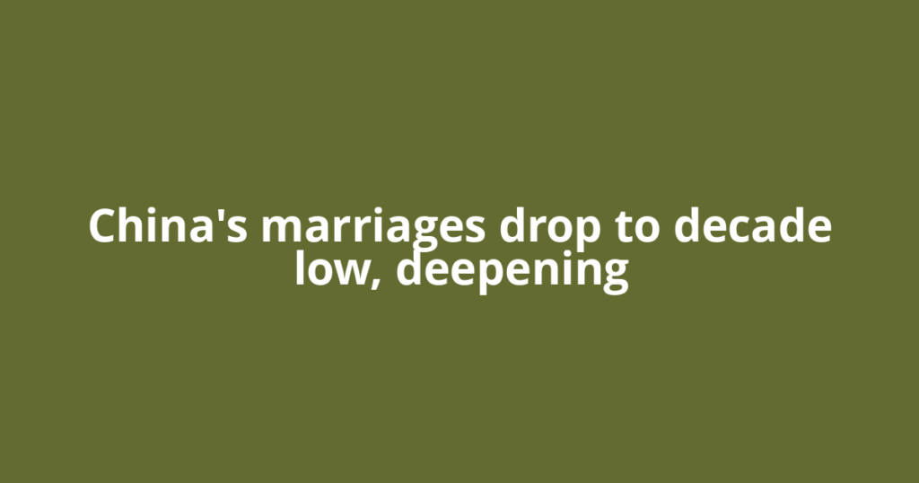 China's marriages drop to decade low, deepening