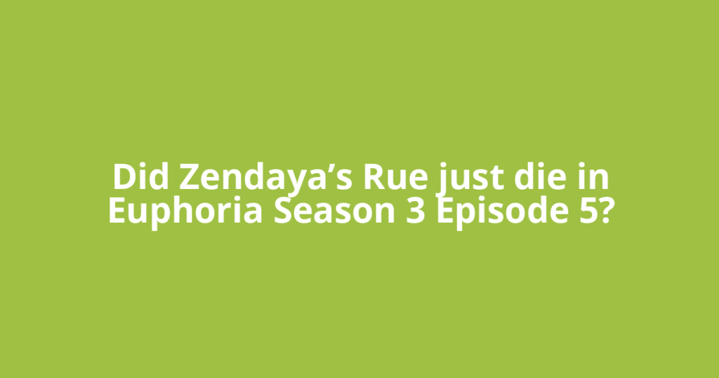 Did Zendaya’s Rue just die in Euphoria Season 3 Episode 5?