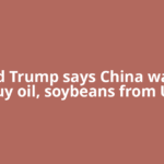 Donald Trump says China wants to buy oil, soybeans from US