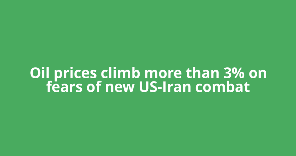 Oil prices climb more than 3% on fears of new US-Iran combat