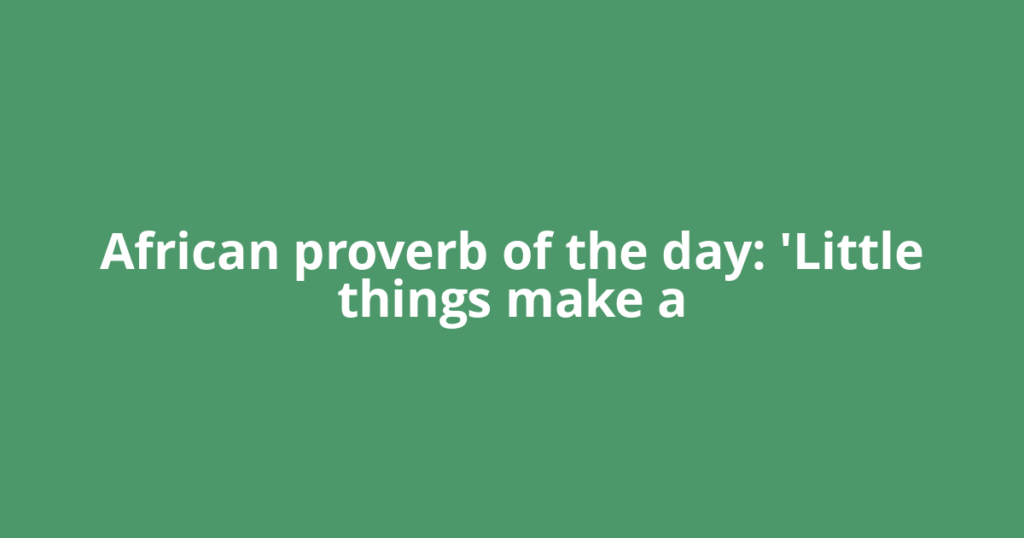 African proverb of the day: 'Little things make a