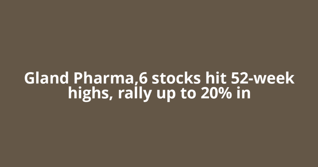 Gland Pharma,6 stocks hit 52-week highs, rally up to 20% in