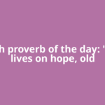 French proverb of the day: 'Youth lives on hope, old