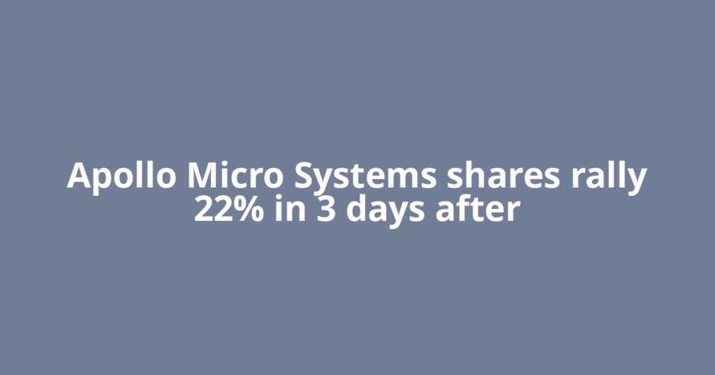 Apollo Micro Systems shares rally 22% in 3 days after