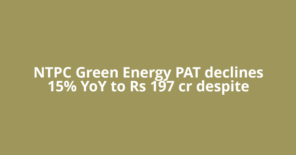 NTPC Green Energy PAT declines 15% YoY to Rs 197 cr despite
