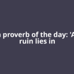 African proverb of the day: 'A man’s ruin lies in