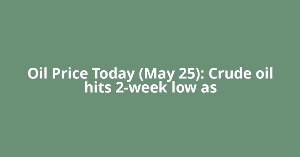 Oil Price Today (May 25): Crude oil hits 2-week low as