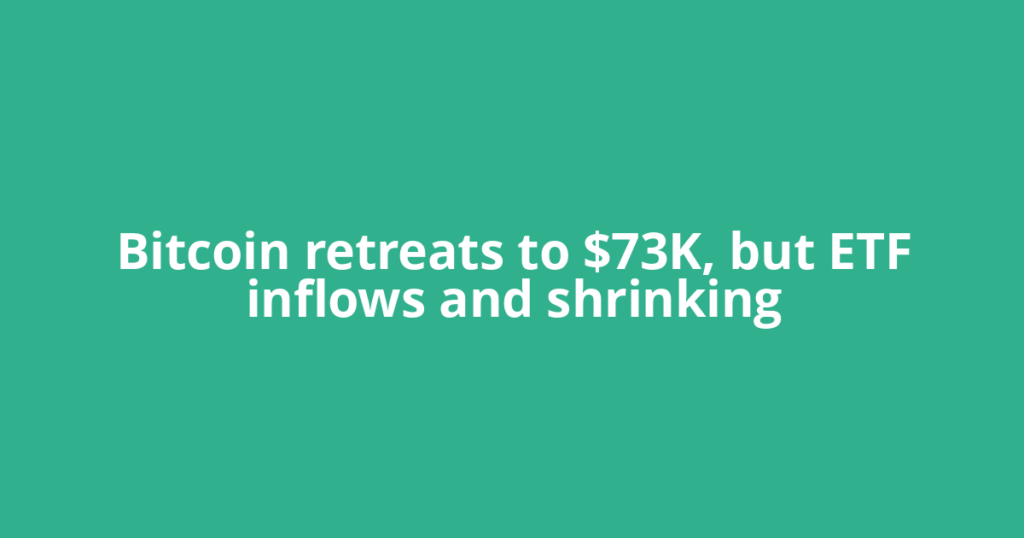 Bitcoin retreats to $73K, but ETF inflows and shrinking