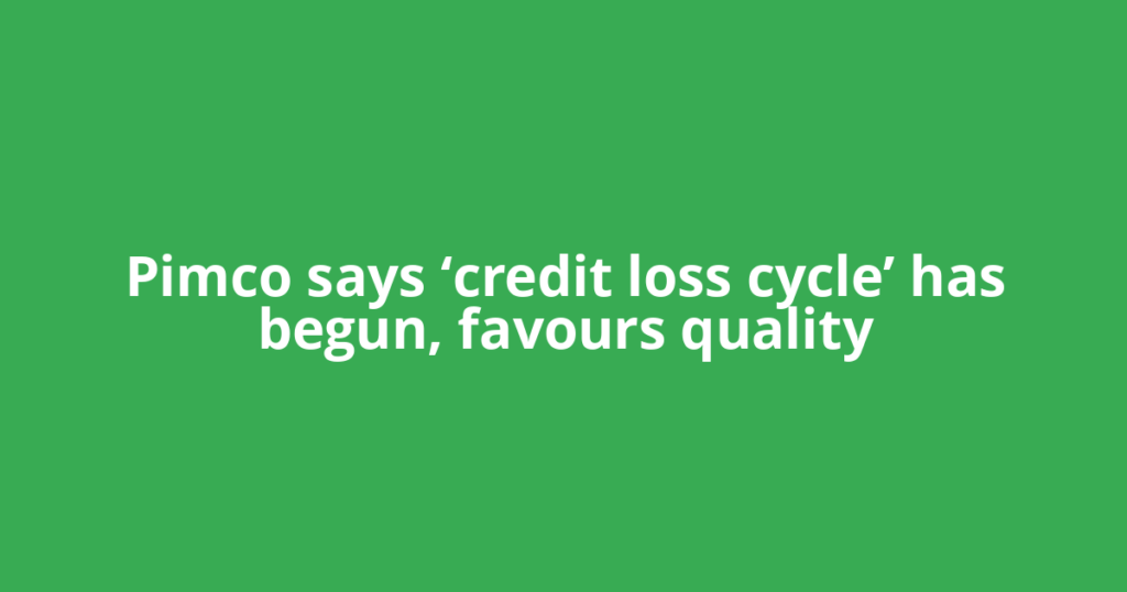 Pimco says ‘credit loss cycle’ has begun, favours quality