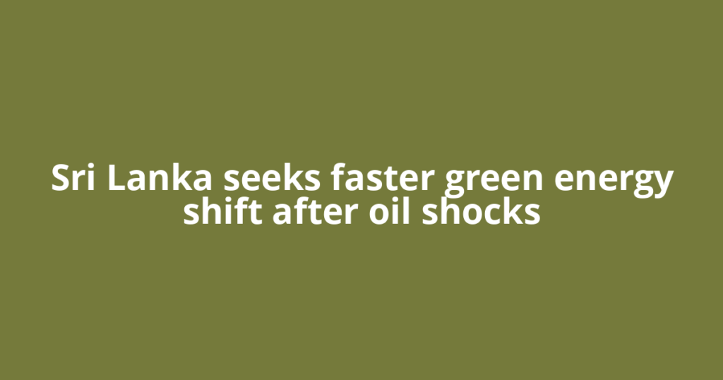 Sri Lanka seeks faster green energy shift after oil shocks