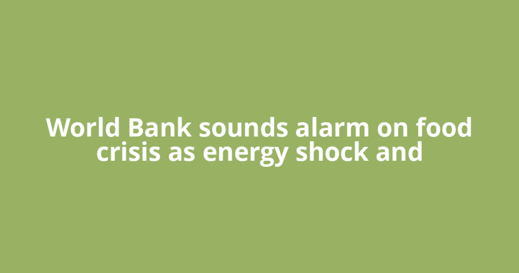 World Bank sounds alarm on food crisis as energy shock and