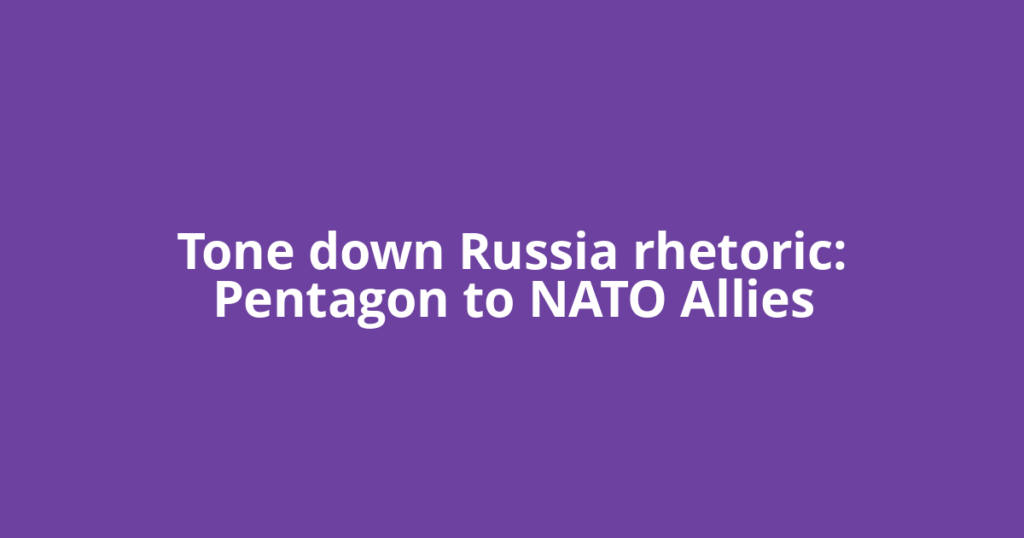 Tone down Russia rhetoric: Pentagon to NATO Allies